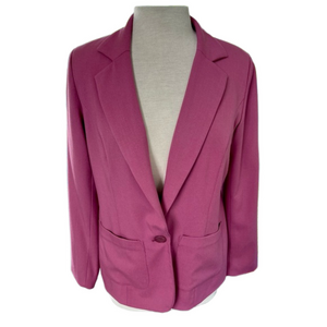 Norm Thompson 💵 Pink Single Breasted Blazer Size Small Barbie Pink Pockets